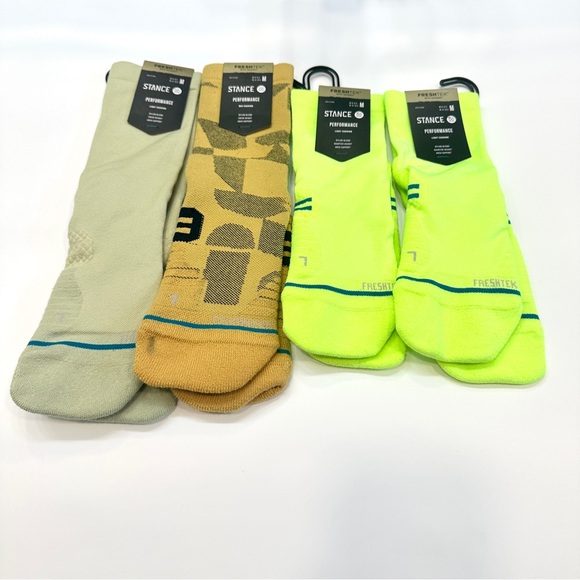 Stance Men's Athletic Socks - Beige, Gold, and Neon Yellow - Picture 1 of 1